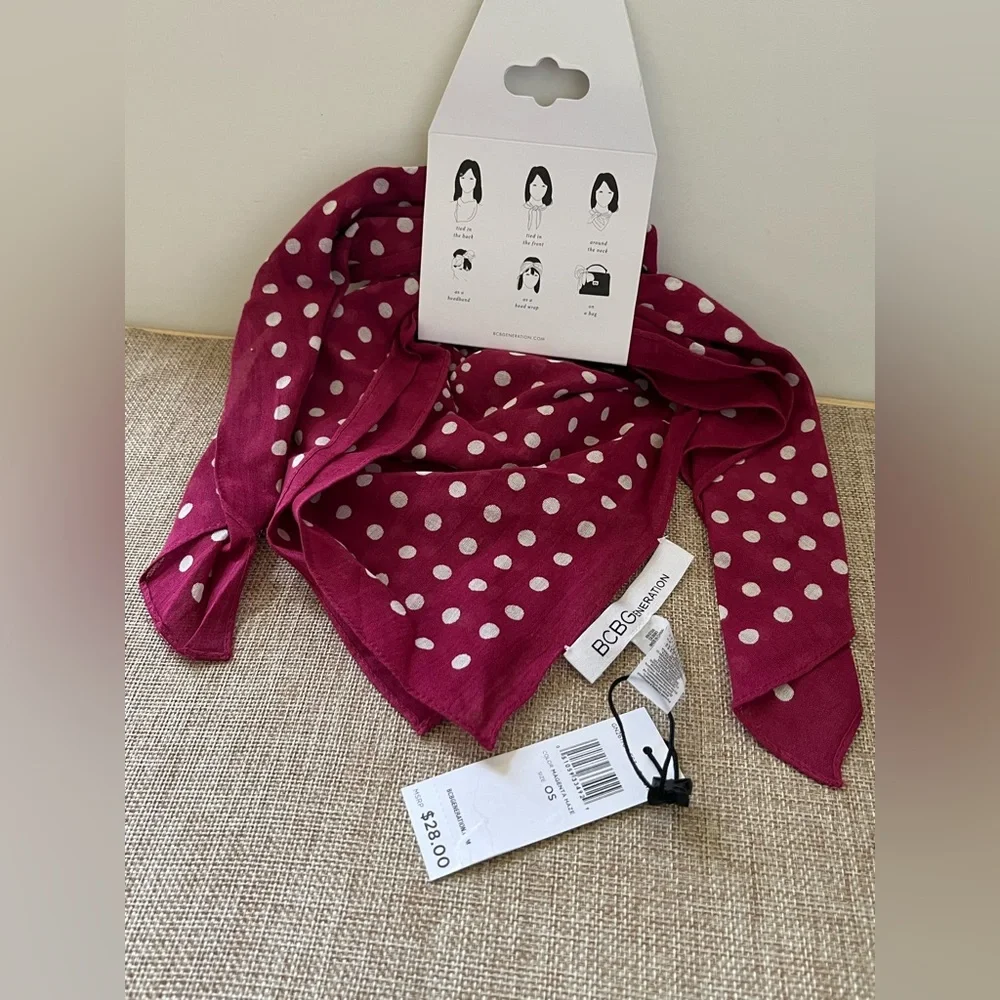 BCBGeneration Maroon and White Dot Scarf - Picture 4 of 5